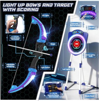 Pack 2 Arcos y Flechas LED Niños NUEVO A ESTRENAR