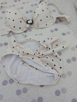 Bikini lunares beige talla L