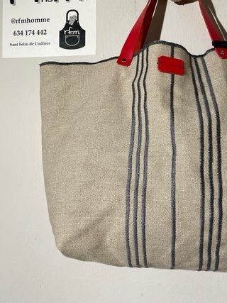 Bolso RFM Beige Rayas Azules