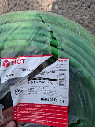 Cable Manguera 100m 3G 1,5mm² Verde CPR (Nueva)