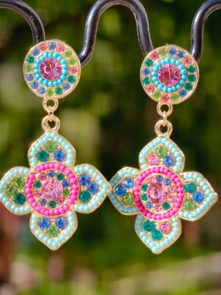 Pendientes étnicos multicolor