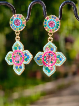 Pendientes étnicos multicolor