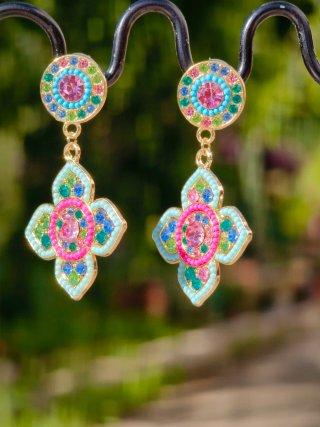 Pendientes étnicos multicolor
