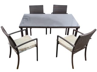 Mesa y 6 Sillas Jardín Cristal y Metal