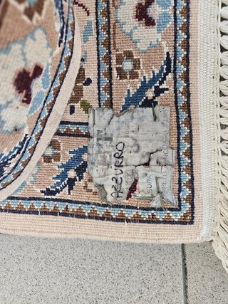 Tappeto pregiato lana beige/blu