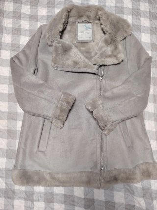 Abrigo Zara niña T14/mujer XS beige forrado pelo