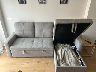 Sofá cama modular chaise longue gris