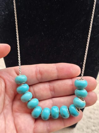Collana Vintage Argento 12 Perle Turchesi