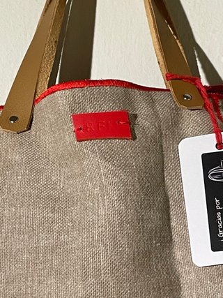 Bolso RFM Beige con Rayas Rojas