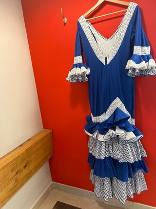 Vestido Flamenca Azul y Blanco