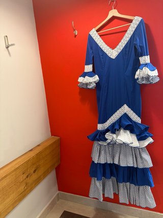 Vestido Flamenca Azul y Blanco
