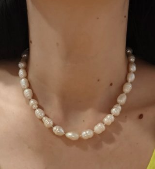 Girocollo donna perle fiume chiusura argentata