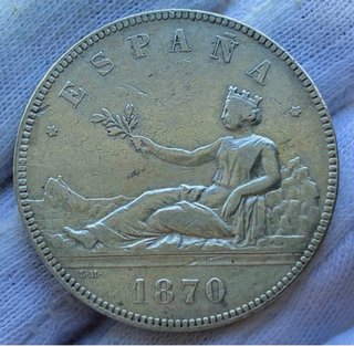 Moneda Plata 5 Pesetas 1870 *(18-70) G.Provisional