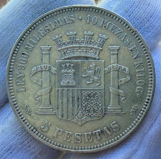 Moneda Plata 5 Pesetas 1870 *(18-70) G.Provisional