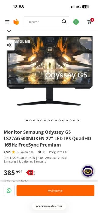 Monitor Samsung Odyssey G5 27 LED