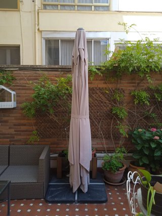 Sombrilla terraza 3x4m +funda + 4 pies de hormigón