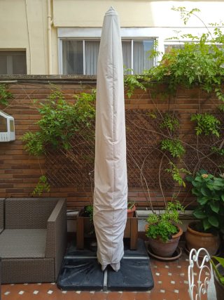 Sombrilla terraza 3x4m +funda + 4 pies de hormigón