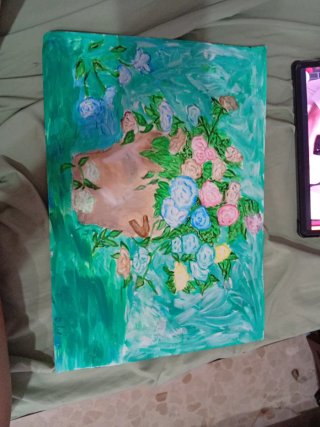 Pintura floral hecha a mano