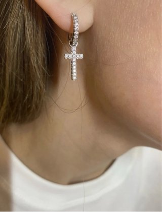 Pendientes Plata Aro Cruz Circonitas