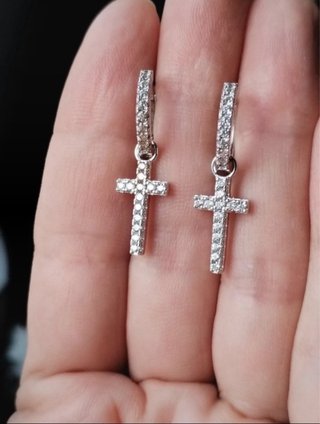 Pendientes Plata Aro Cruz Circonitas
