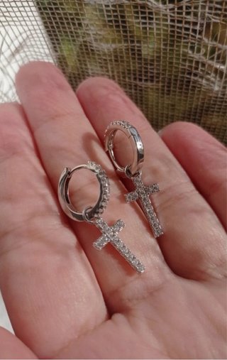 Pendientes Plata Aro Cruz Circonitas