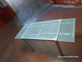 Mesa de cocina extensible cristal y metal