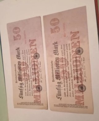 2 Billetes 50 Millones Mark