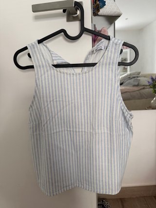 Blusa Stradivarius Rayas Azul y Blanco Talla M
