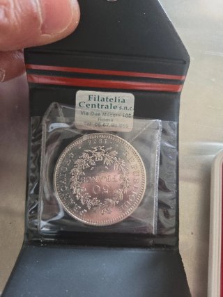 3 Monete Argento 50 Franchi due FDC