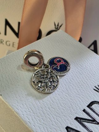 Pandora Disney Charm Aniversario Azul Rosa
