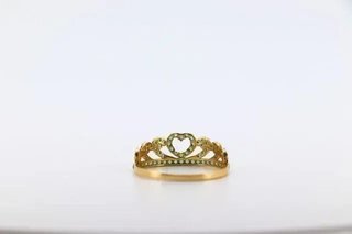 Anillo Corona Oro y piedras verdes.
