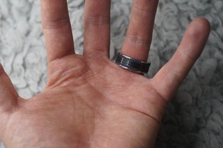 Anillo Plata Hombre Banda Negra y Azul