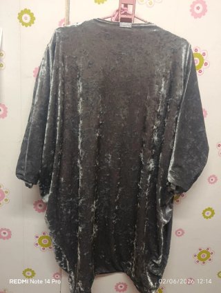 Kimono Reversible Satén y Terciopelo Gris