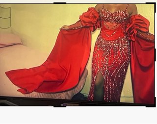 Vestido Gitano Pedrería Rojo y plateado