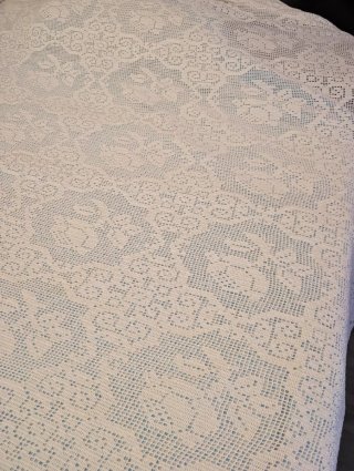 Colcha ganchillo vintage beige/blanca