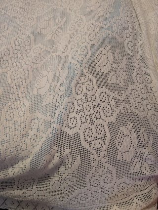 Colcha ganchillo vintage beige/blanca