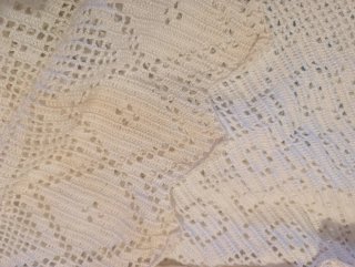 Colcha ganchillo vintage beige/blanca