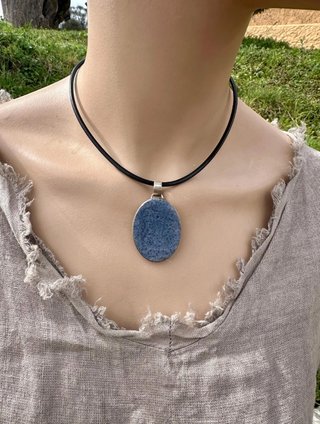 Collar Colgante Vintage Plata Azul