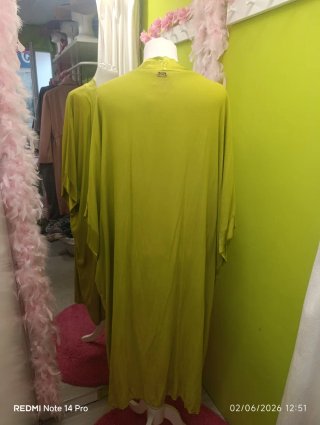 Kimono verde lima algodón y satinado
