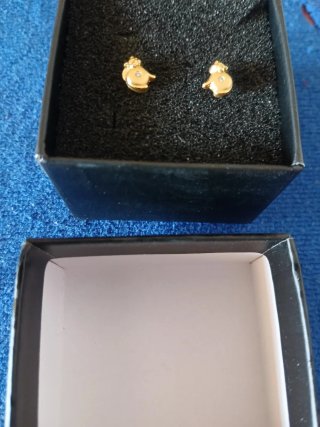 Pendientes Oro 18k Niña Gatito con Circonita