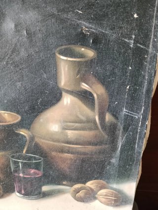 Cuadro bodegón al óleo. Antiguo