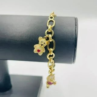 Pulsera Oso Dorado con Circonitas