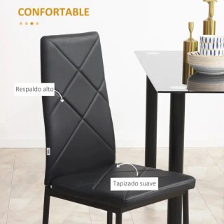 Conjunto mesa y 4 sillas comedor negro