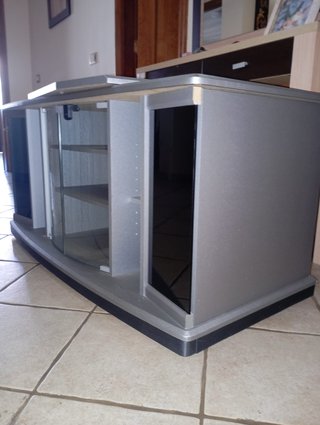 Mesa TV moderna cristal y plástico