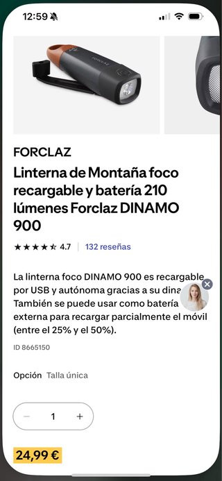 Linterna Montaña Forclaz Dinamo 900