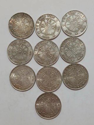 Lote 10 Monedas Españolas 100 Pesetas.