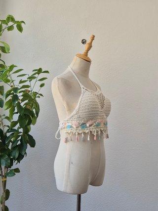 Top Crochê Boho Colorido