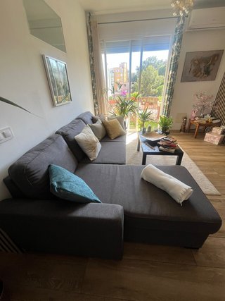 Sofá Cama 4 Plazas Chaise Longue+taburetes.