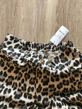 Pantalón ancho estampado leopardo mujer