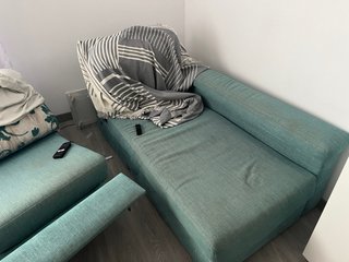 Sofá modular tela multicolor y verde azulado